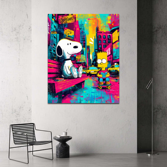 Beagle Comic e Bart nella New York pop art graffiti quadro