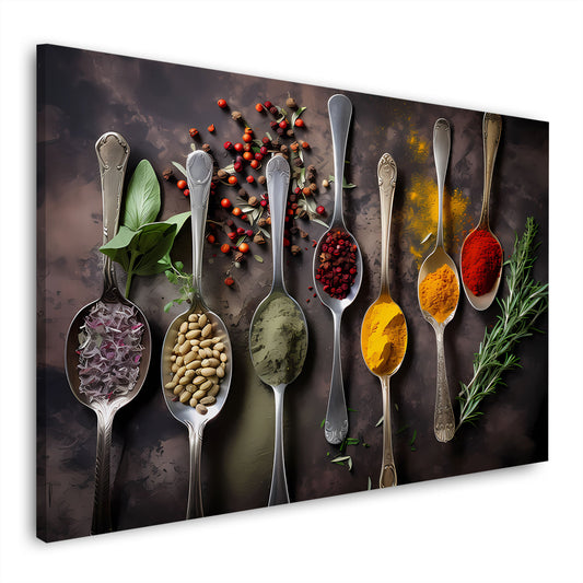 Spezie ed erbe arte da cucina colorata quadro
