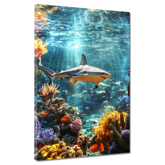 Squalo tropicale in acque limpide con luce marina quadro
