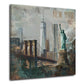 Statua della Libertà a New York con il Ponte di Brooklyn quadro