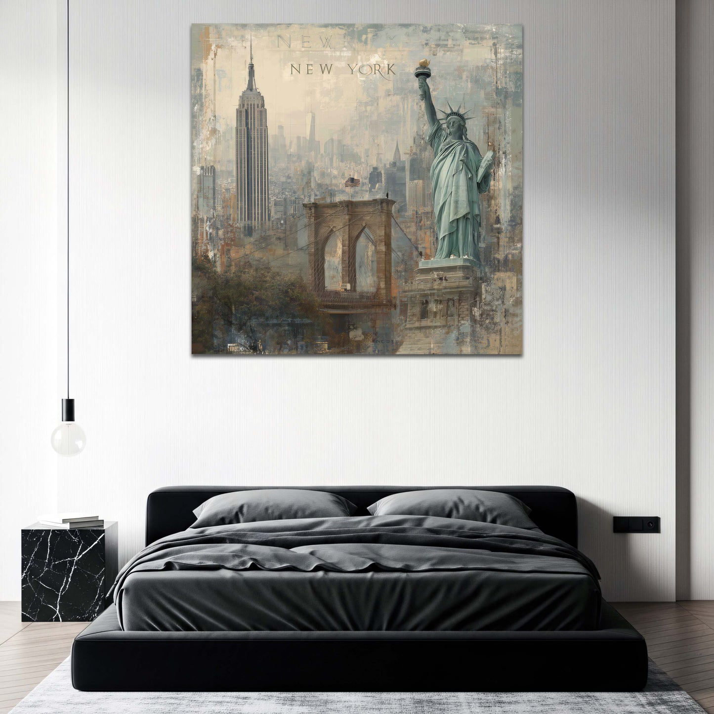 Statua della Libertà skyline di New York Ponte di Brooklyn quadro