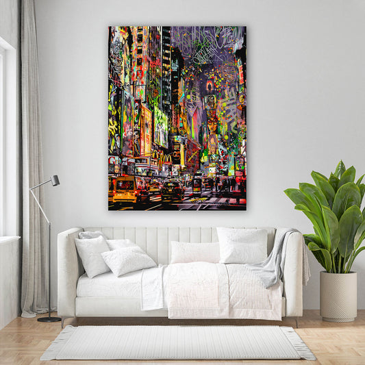 Street art pop art skyline notturna USA quadro