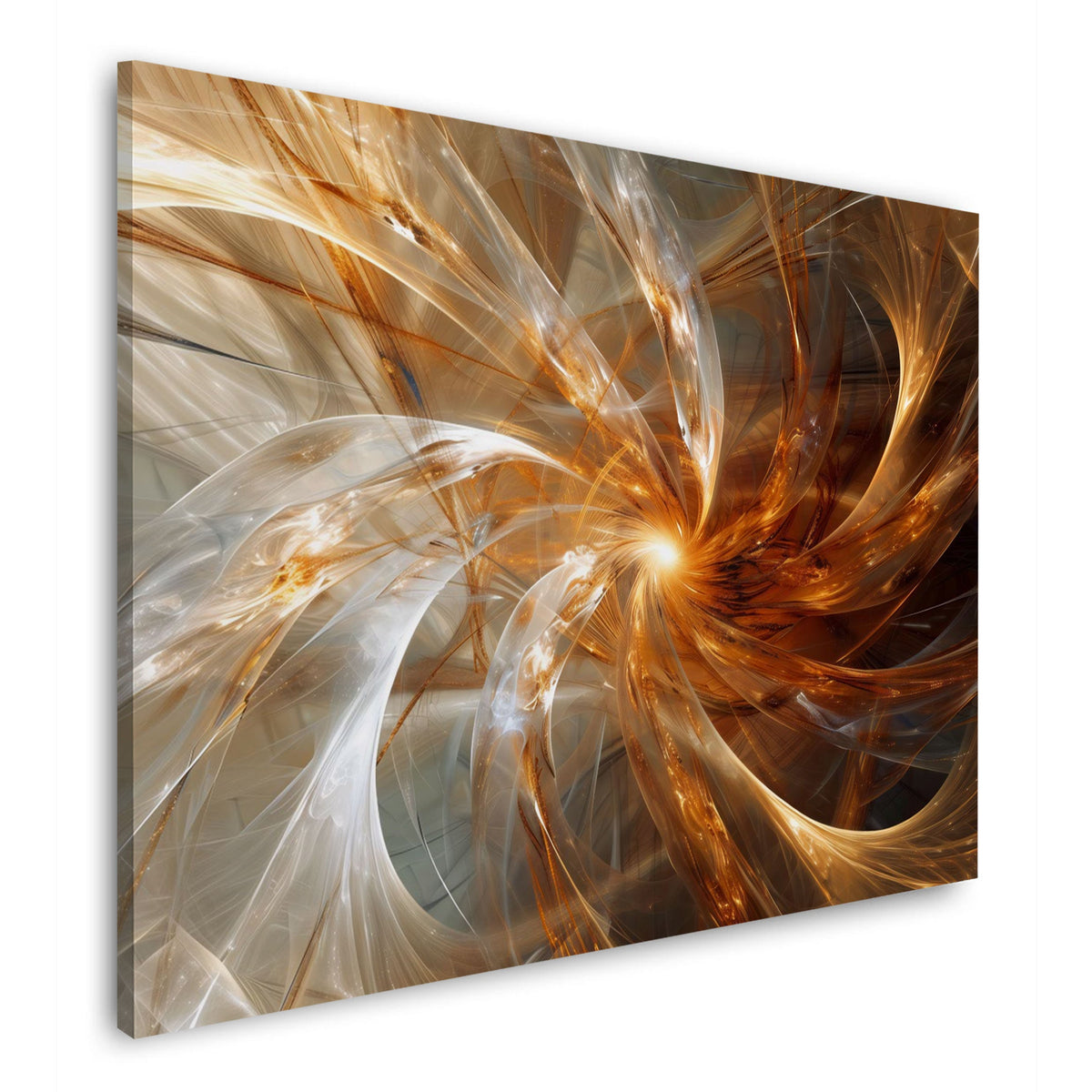 Strutture di luce astratte in oro e bianco quadro