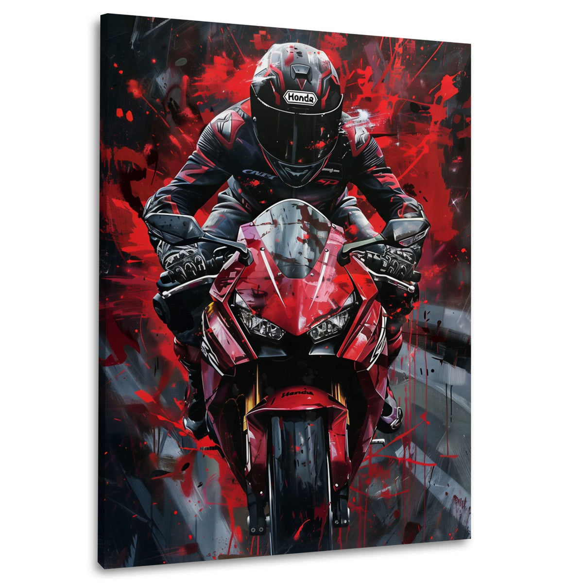 Superbike Ducati con pilota su sfondo scuro Street Art quadro