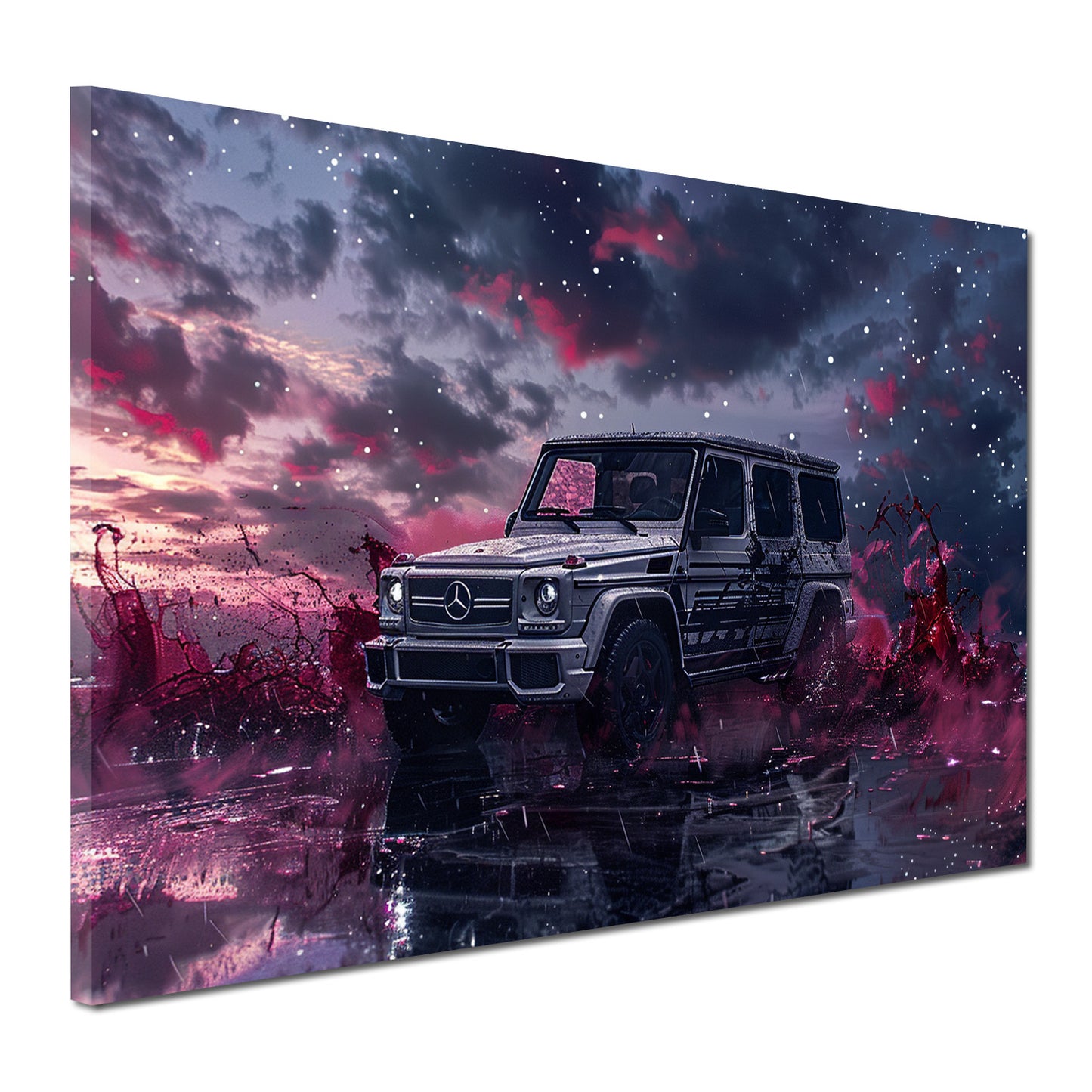 SUV di lusso mercedes potenza strada bagnata cielo quadro