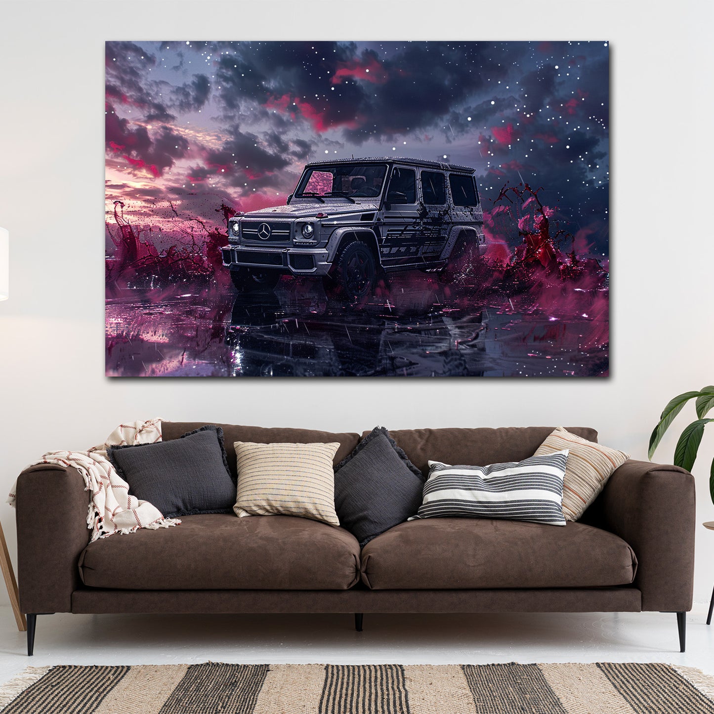 SUV di lusso mercedes potenza strada bagnata cielo quadro