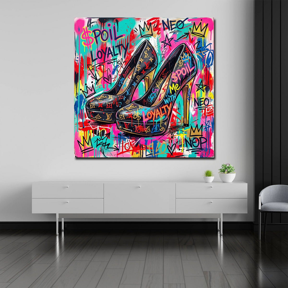 Quadro tacchi alti Spoil Me Pop Art in camera da letto