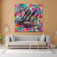 Quadro quadrato tacchi Graffiti rosa appeso in soggiorno