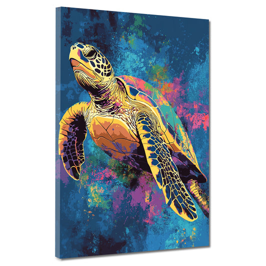 Tartaruga pop art colori vivaci arte marina quadro