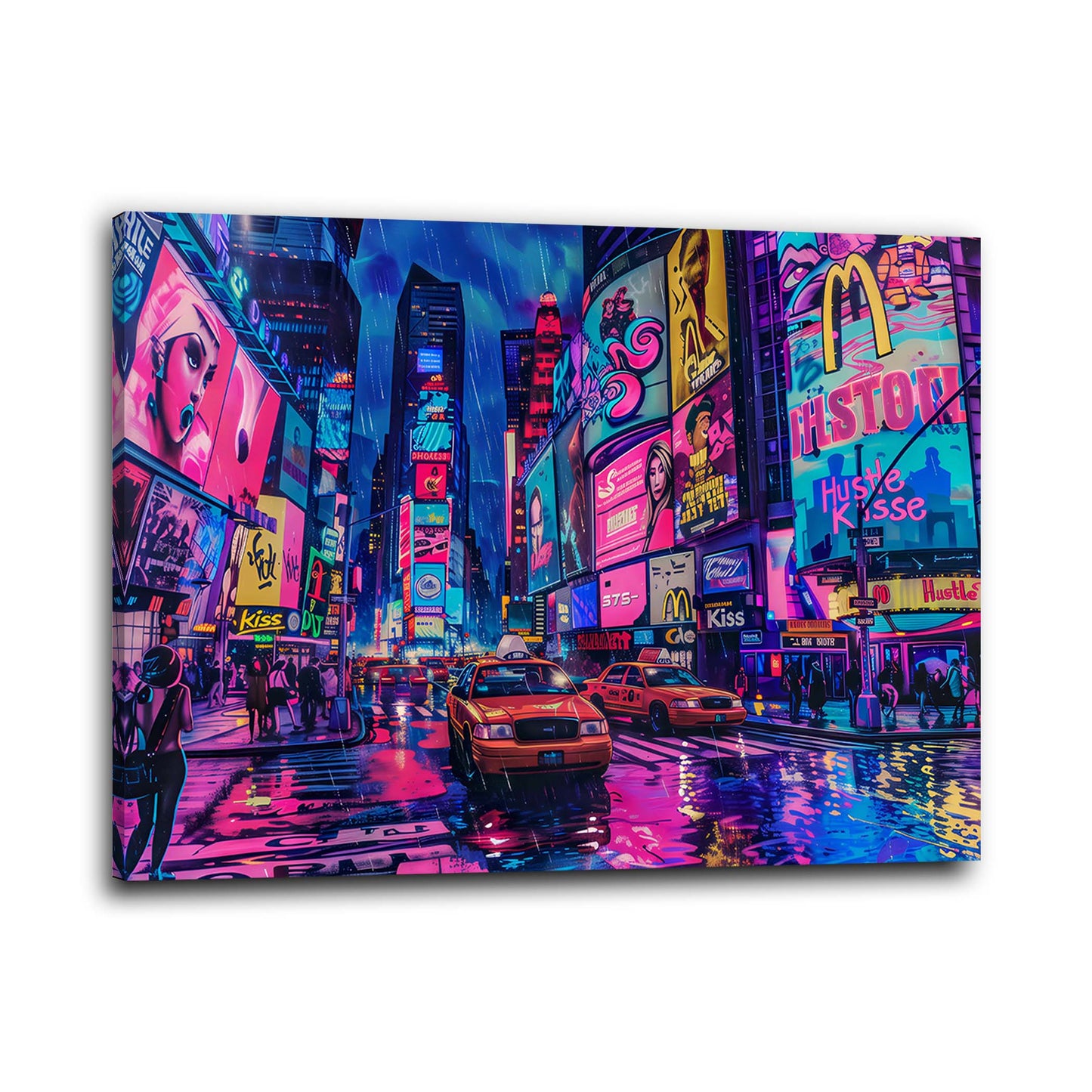 Taxi a Times Square sotto la pioggia quadro - Mockup 1