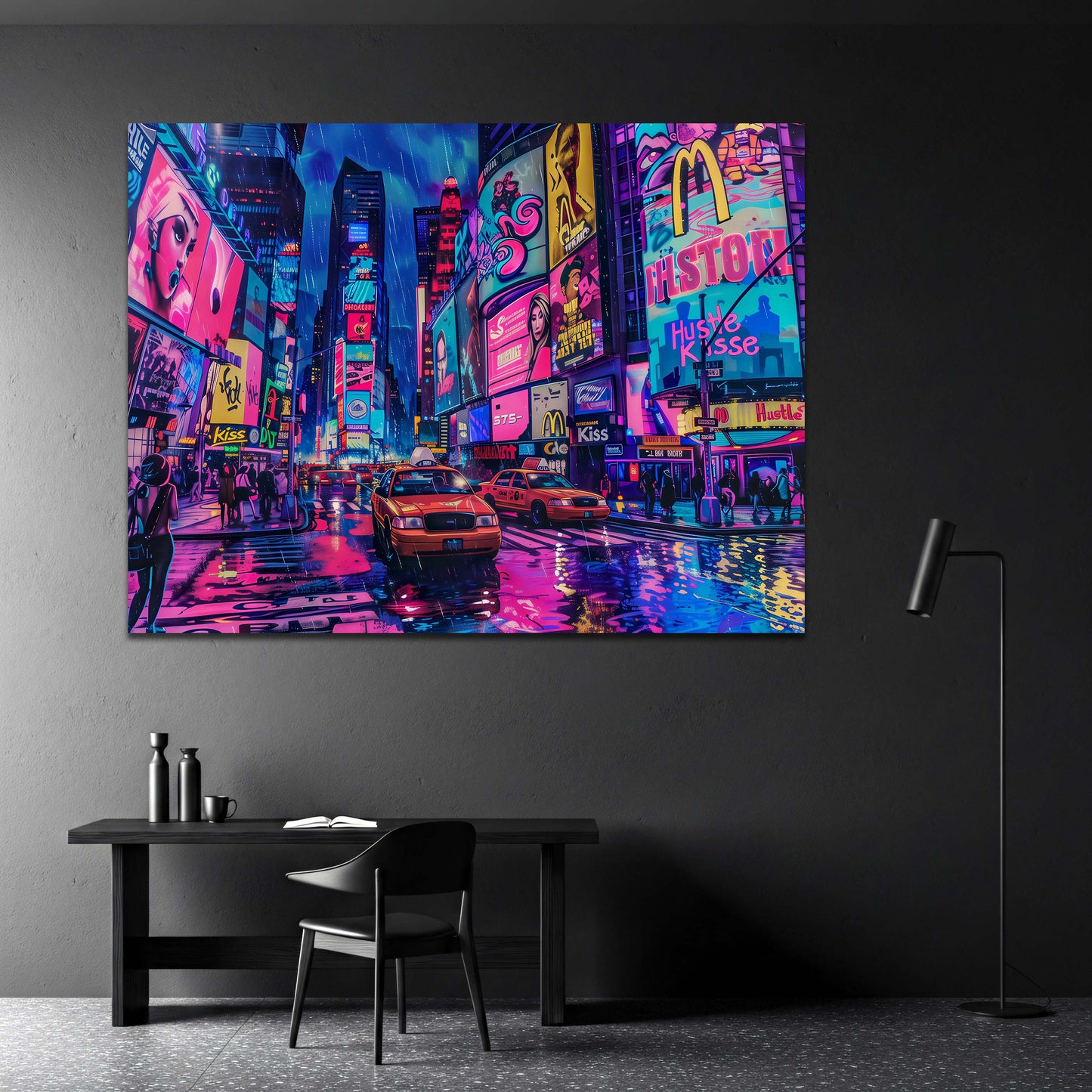 Taxi a Times Square sotto la pioggia quadro - Mockup 2