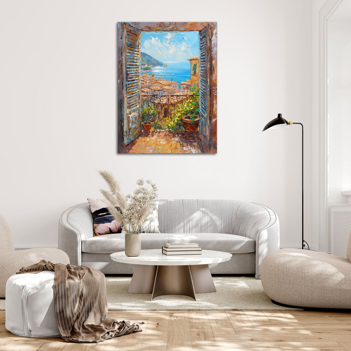 Quadro terrazza vista mare ambientato