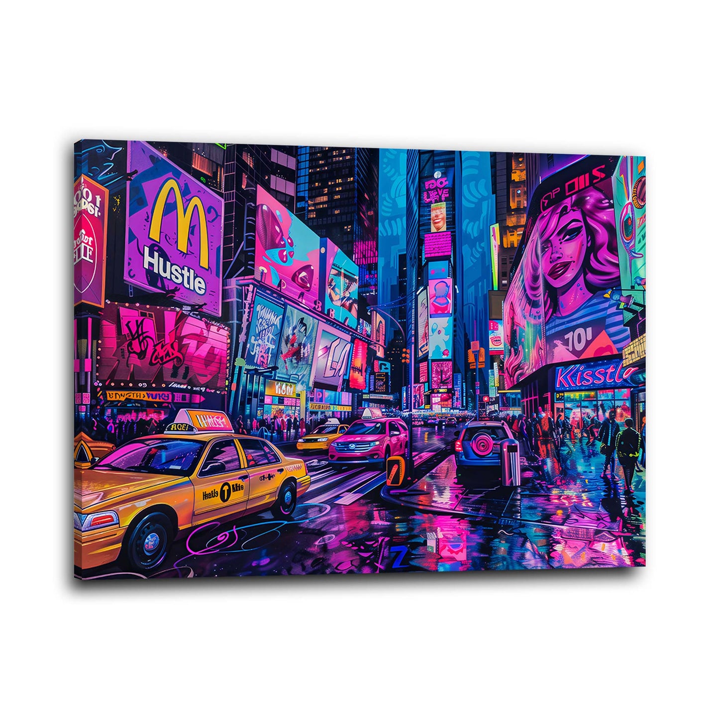 Times Square di notte neon pop art quadro - Mockup 1
