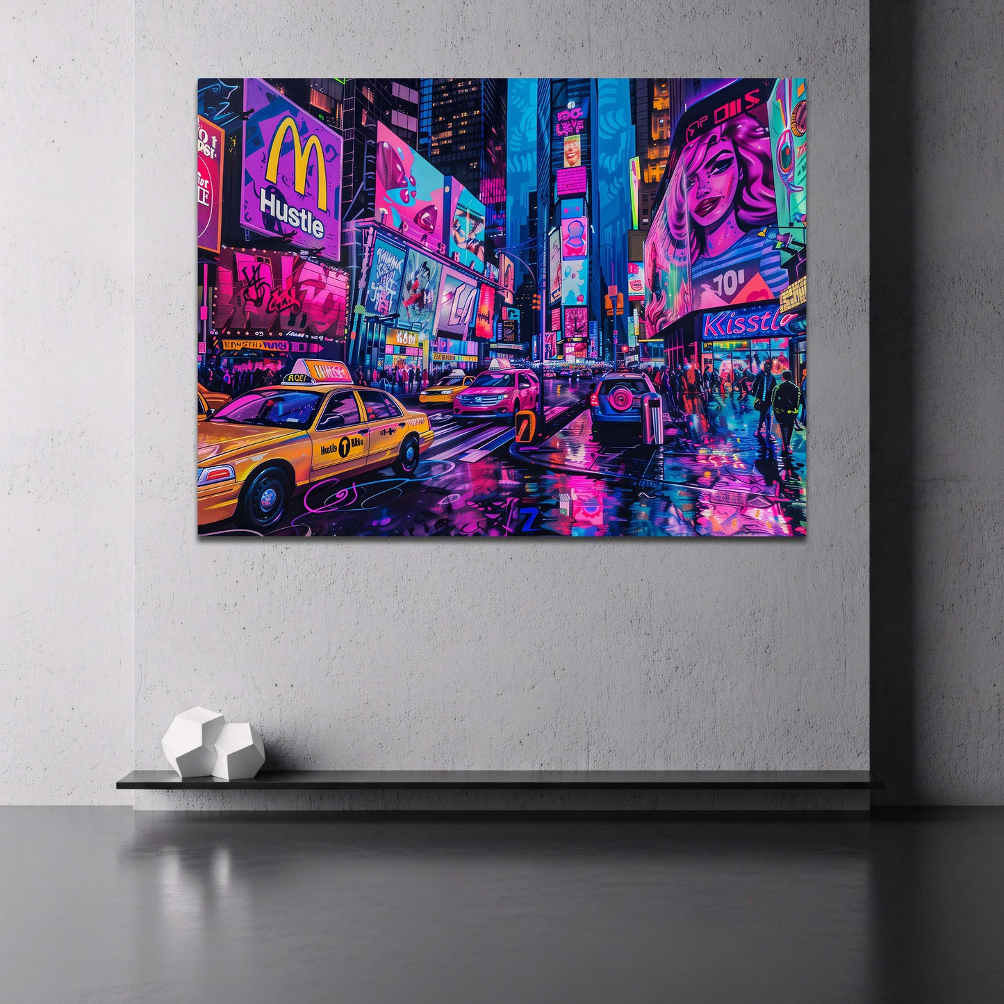 Times Square di notte neon pop art quadro - Mockup 2