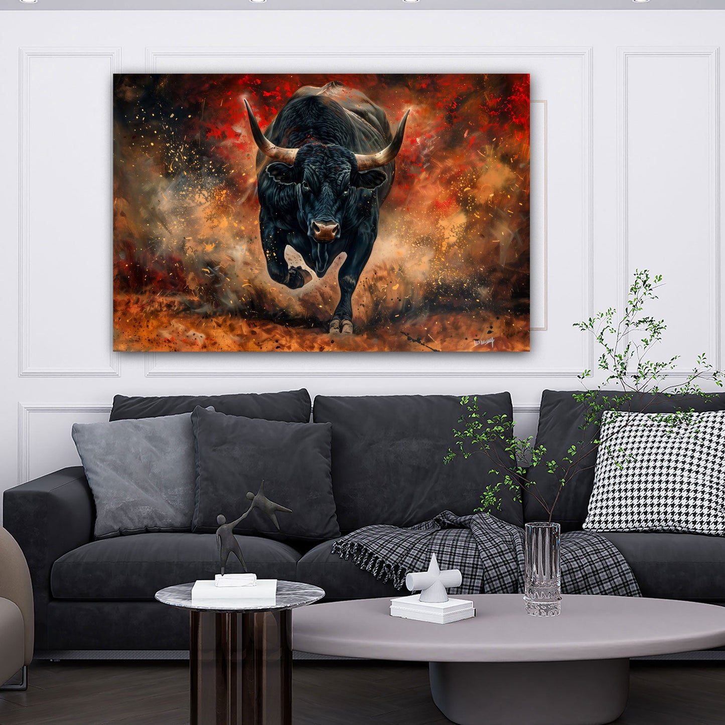 Toro azione ritratto dai colori vivaci e intensi quadro
