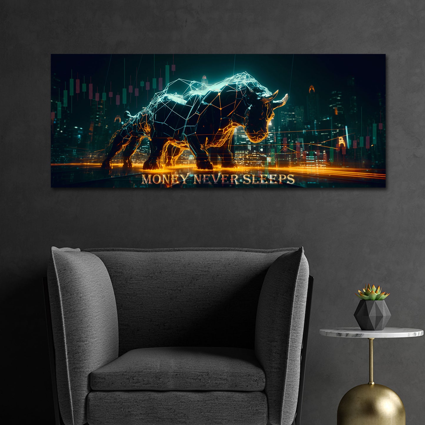 Toro borsa trading grafico business motivazione neon quadro
