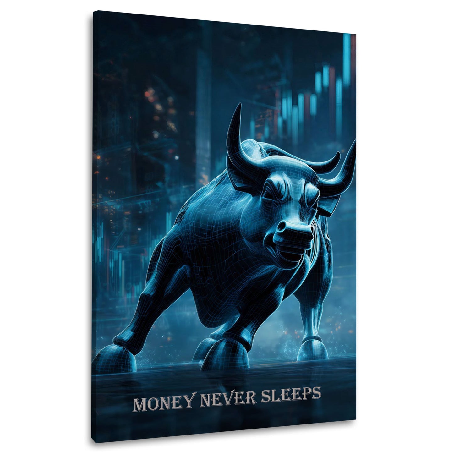 Toro finanza digitale motivazione money never sleeps quadro