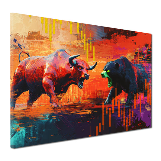Toro orso finanza trading arte digitale quadro