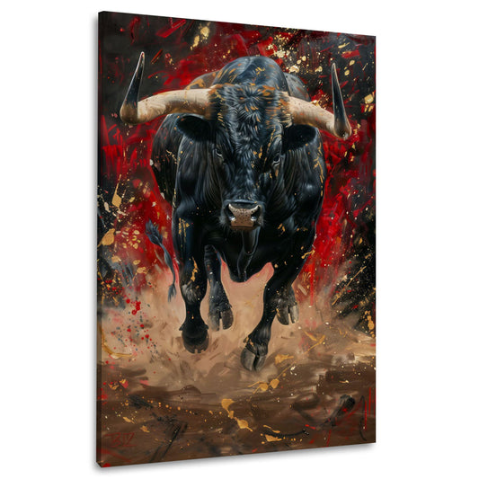 Toro selvatico olio espressivo dai colori vivaci quadro