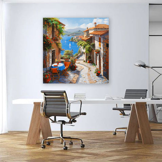 Toscana paesino costiero strada romantica vista mare quadro