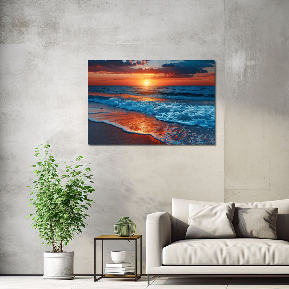 Quadro tramonto sul mare ambientato