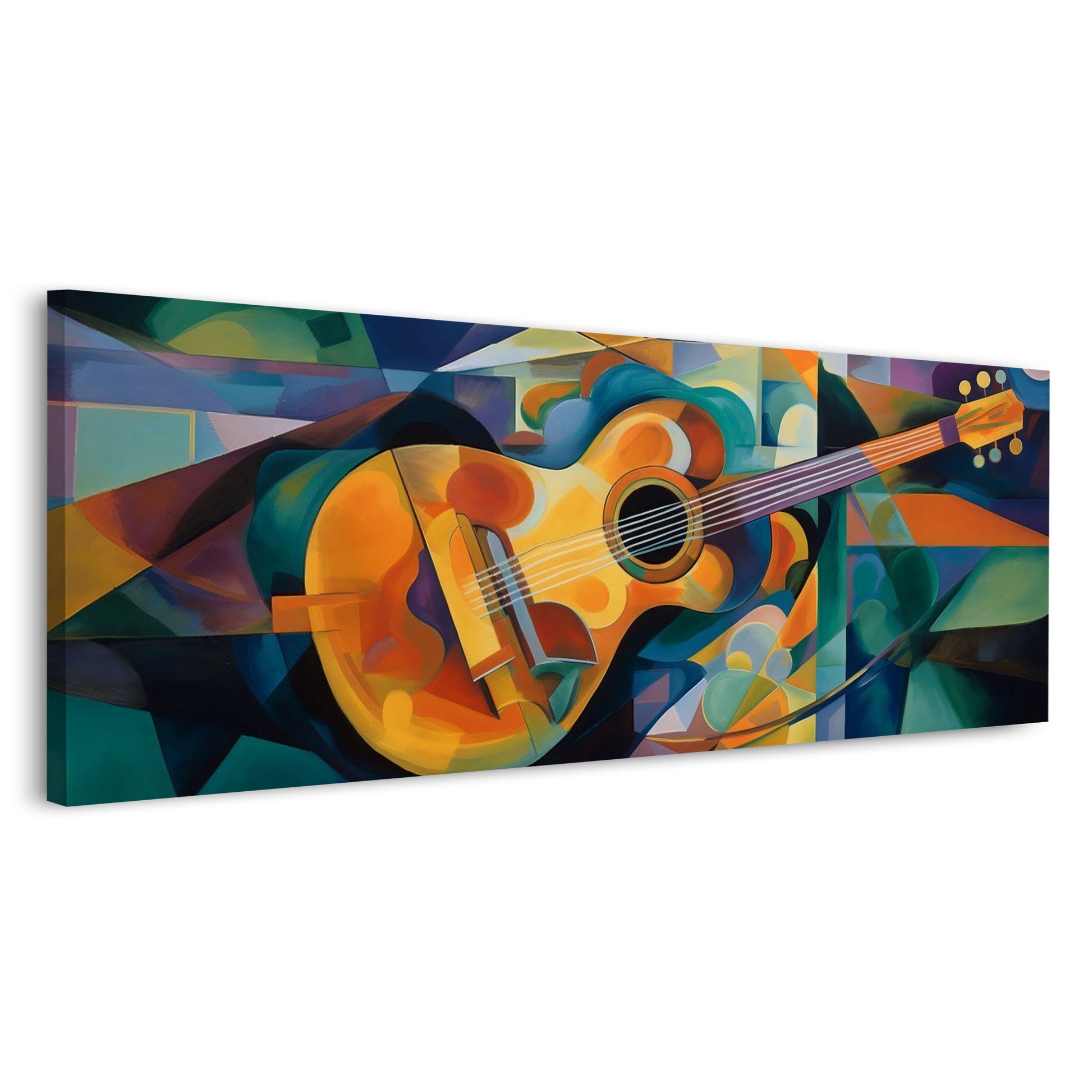Tre chitarre blu al muro panorama musicale quadro