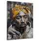 Tupac Shakur con bandana dorata ritratto iconico quadro