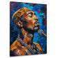 Tupac Shakur con microfono in stile Pop Art vivace quadro