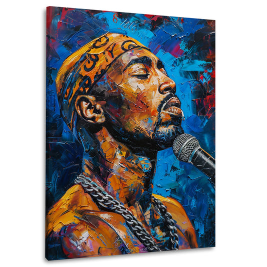 Tupac con microfono in stile Pop Art vivace quadro