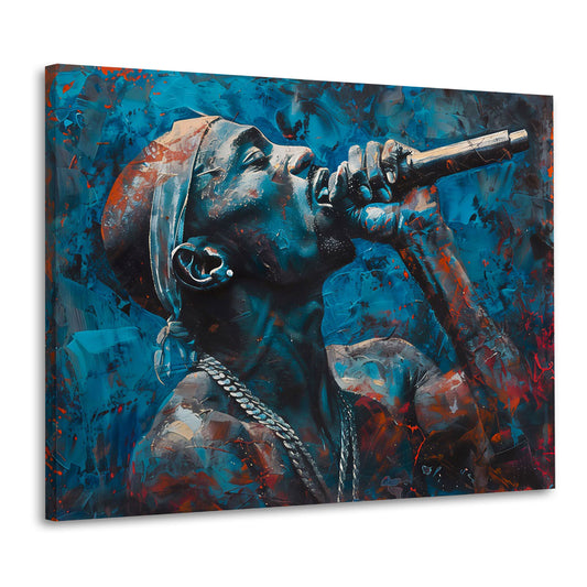 Tupac ritratto blu in stile contemporaneo quadro
