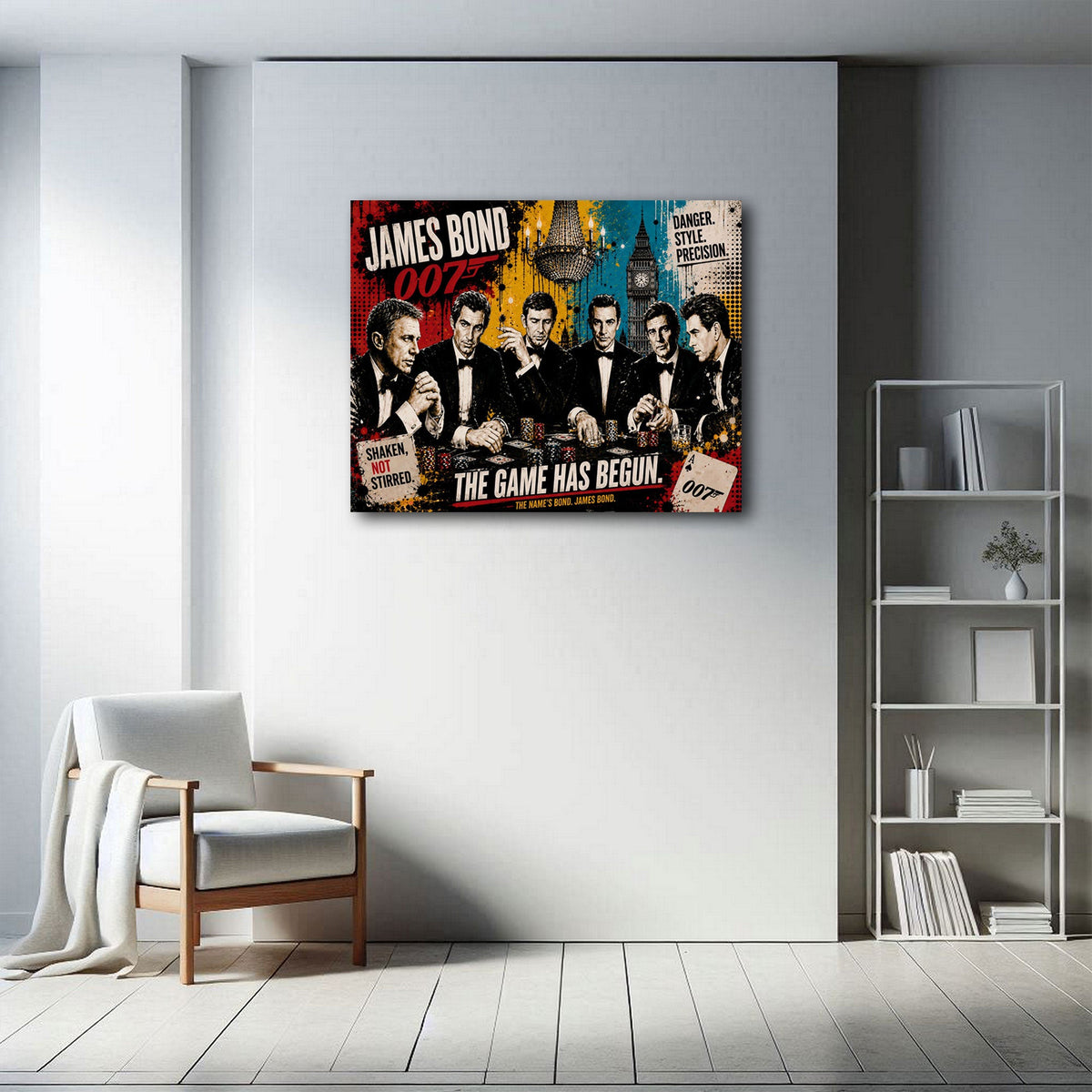Tutti gli agenti 007 al tavolo da poker in stile Pop Art quadro