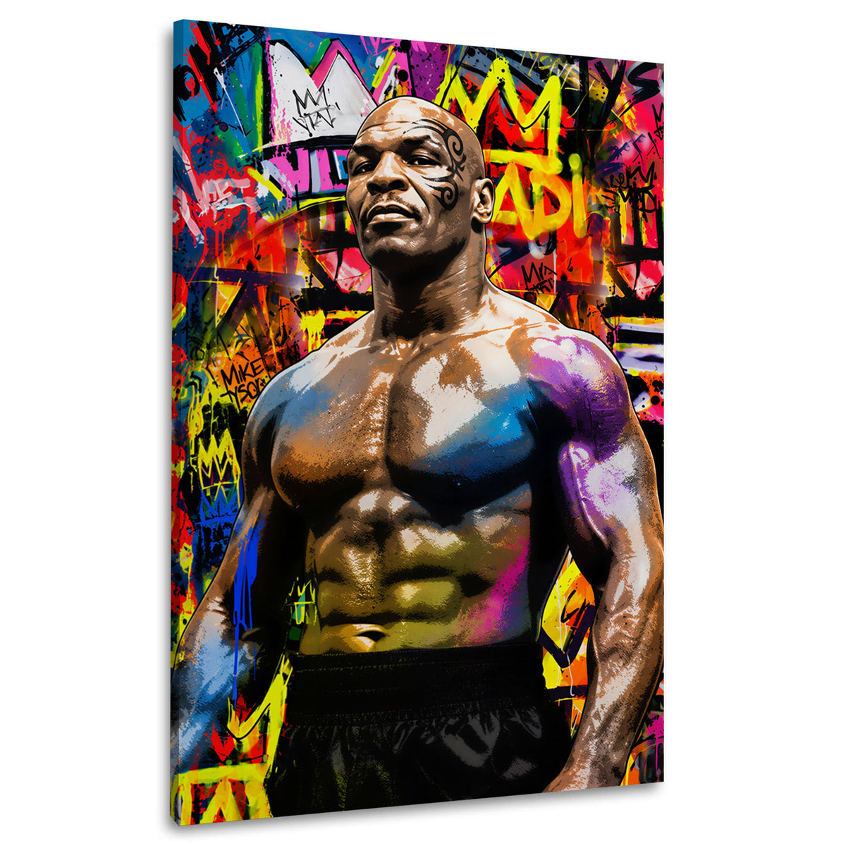 Tyson leggenda della boxe in stile Graffiti Pop Art quadro