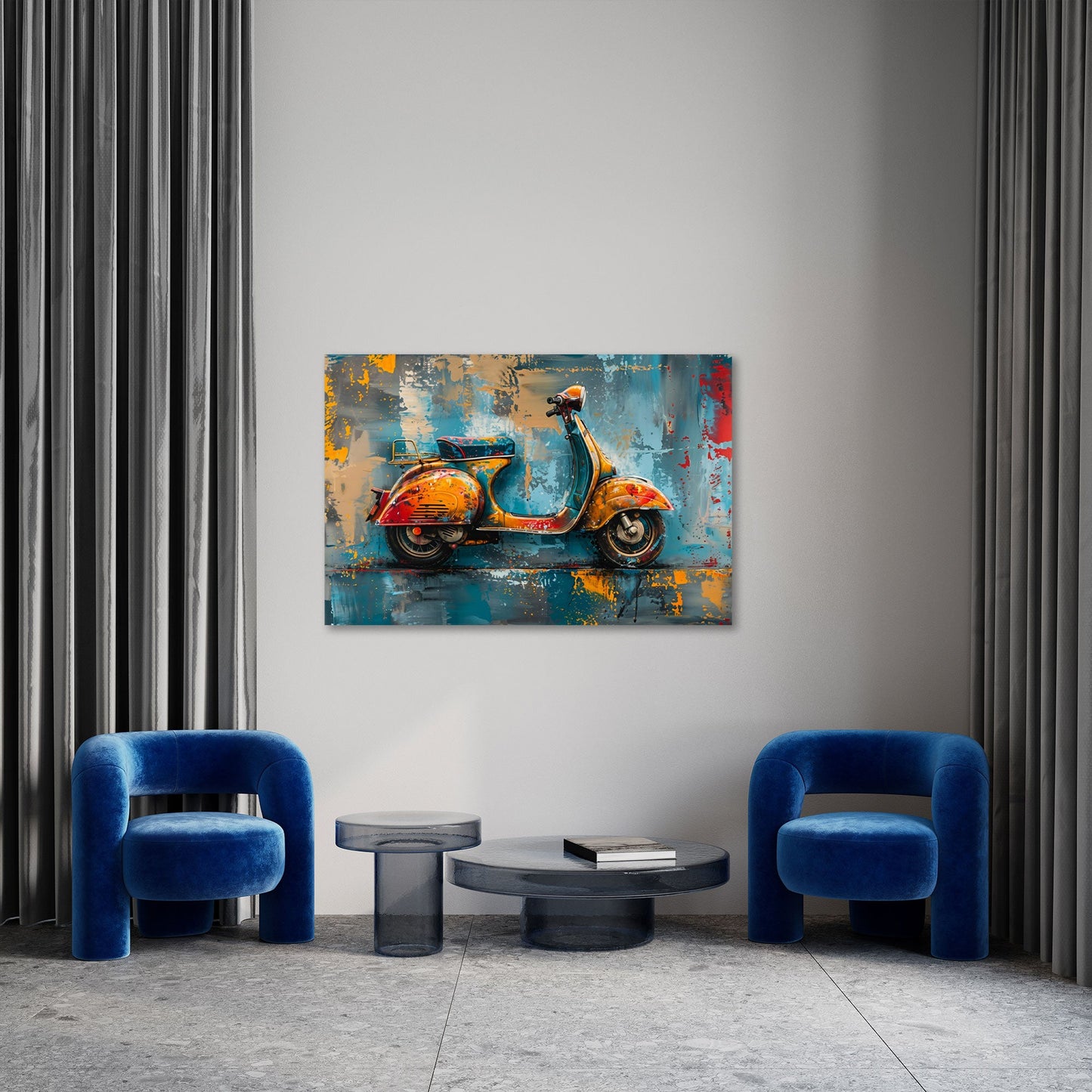 Vespa astratta dipinto espressivo dai toni caldi quadro
