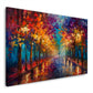 Viale colorato sotto la pioggia con luce calda quadro