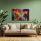 Quadro viale pioggia luce calda ambientato