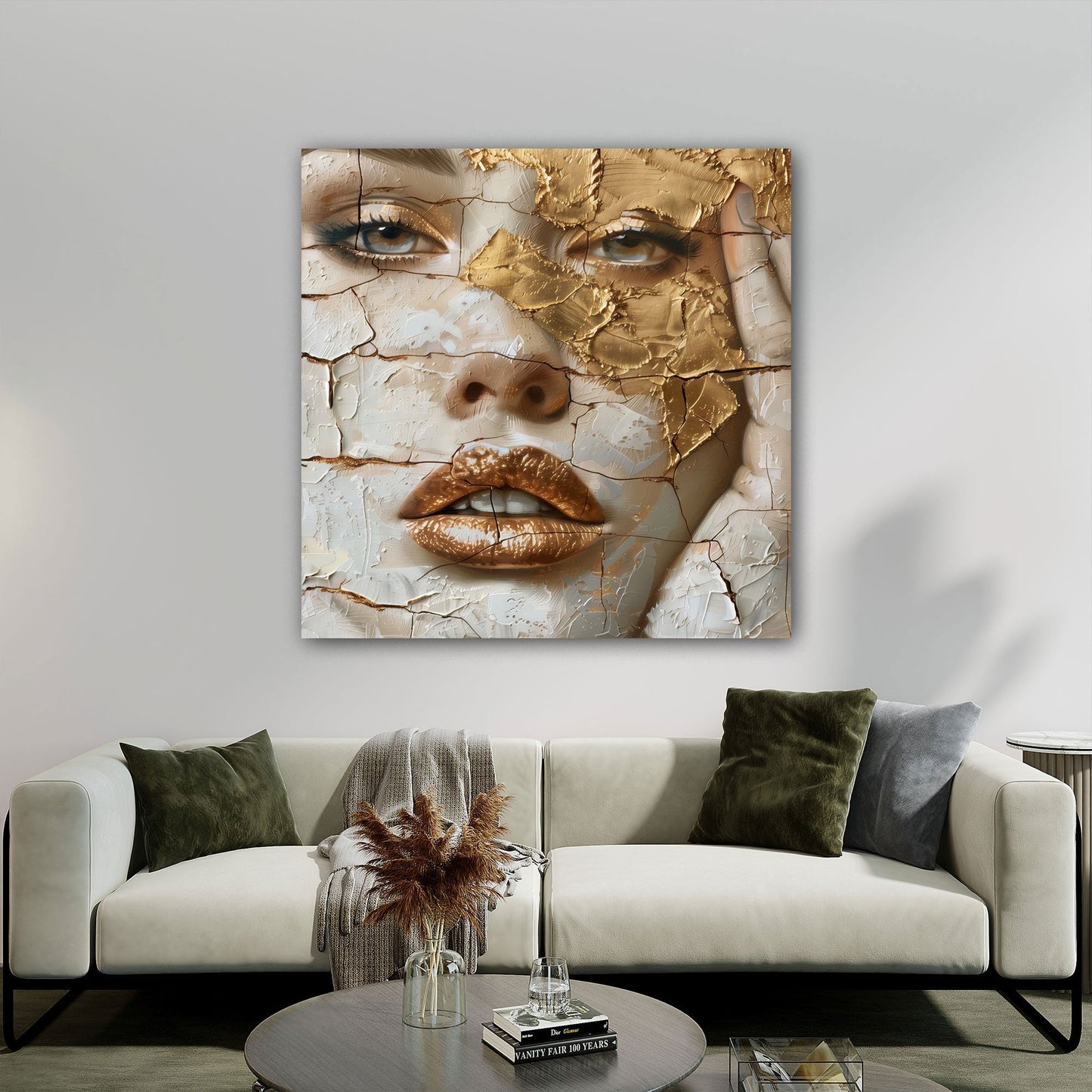 Volto donna oro spatola con effetto visivo unico quadro