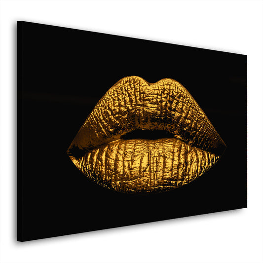Quadro stampa su tela moderno opera d'arte donna Sensual Golden Lips