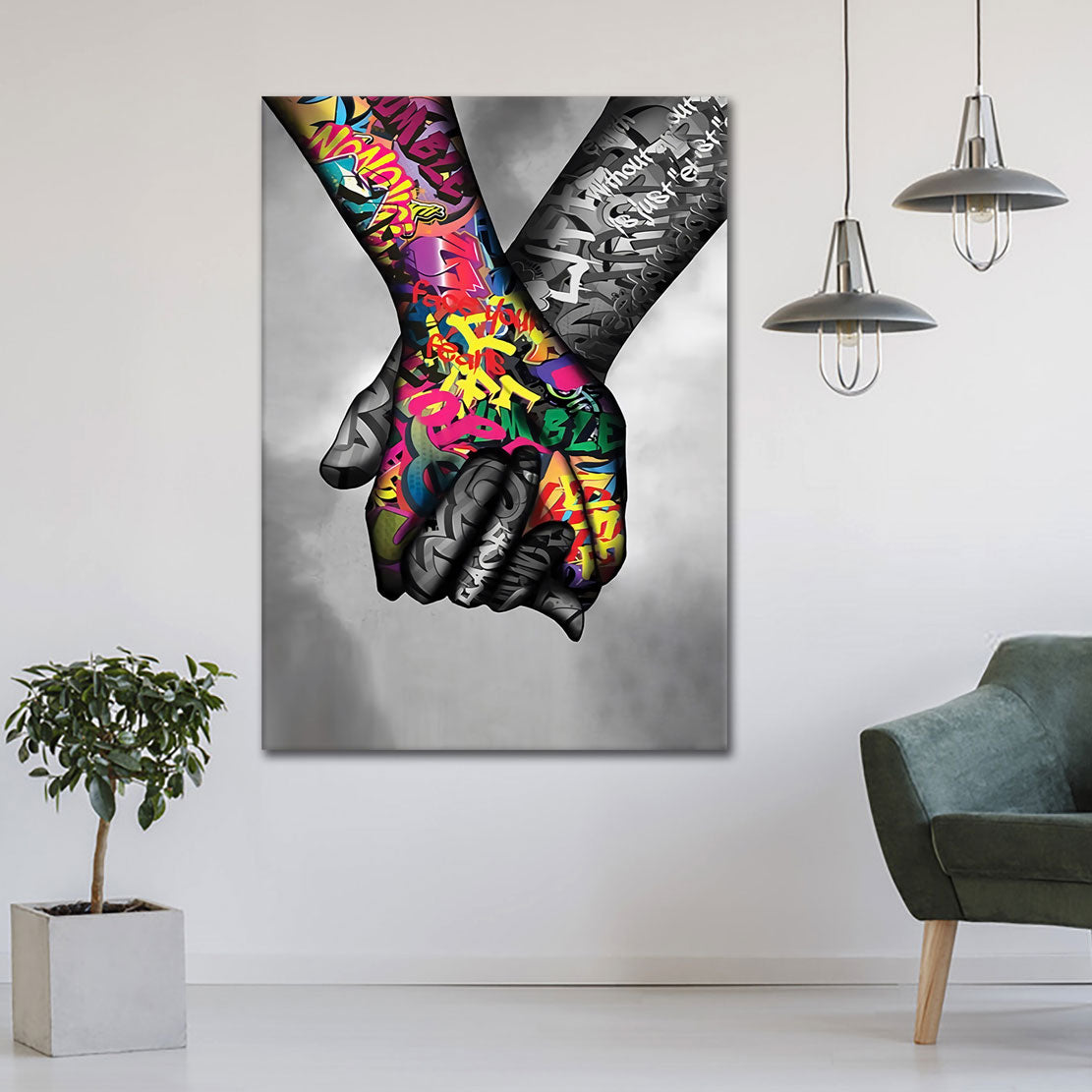 Quadro moderno stampa su tela Pop Art In Love mano