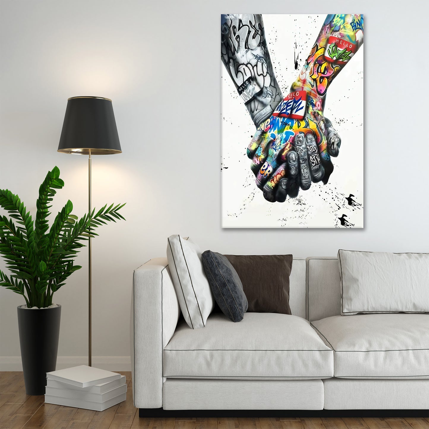 Quadro moderno stampa su tela mano Love Pop Art Style