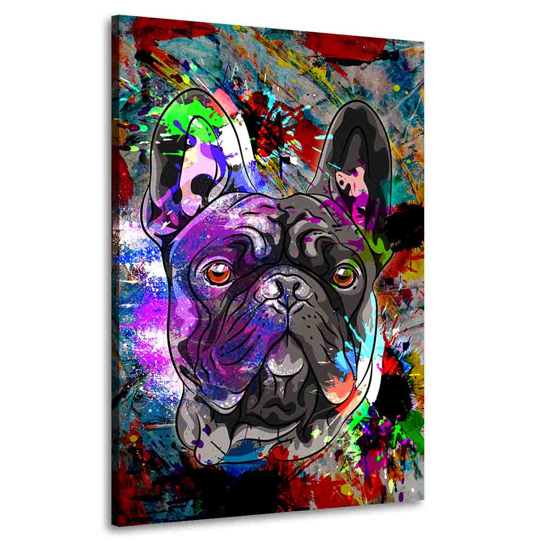 Bilddruck auf Leinwand Französische Bulldogge Pop Art Farbe, moderne Kunst, Tiere, Hund