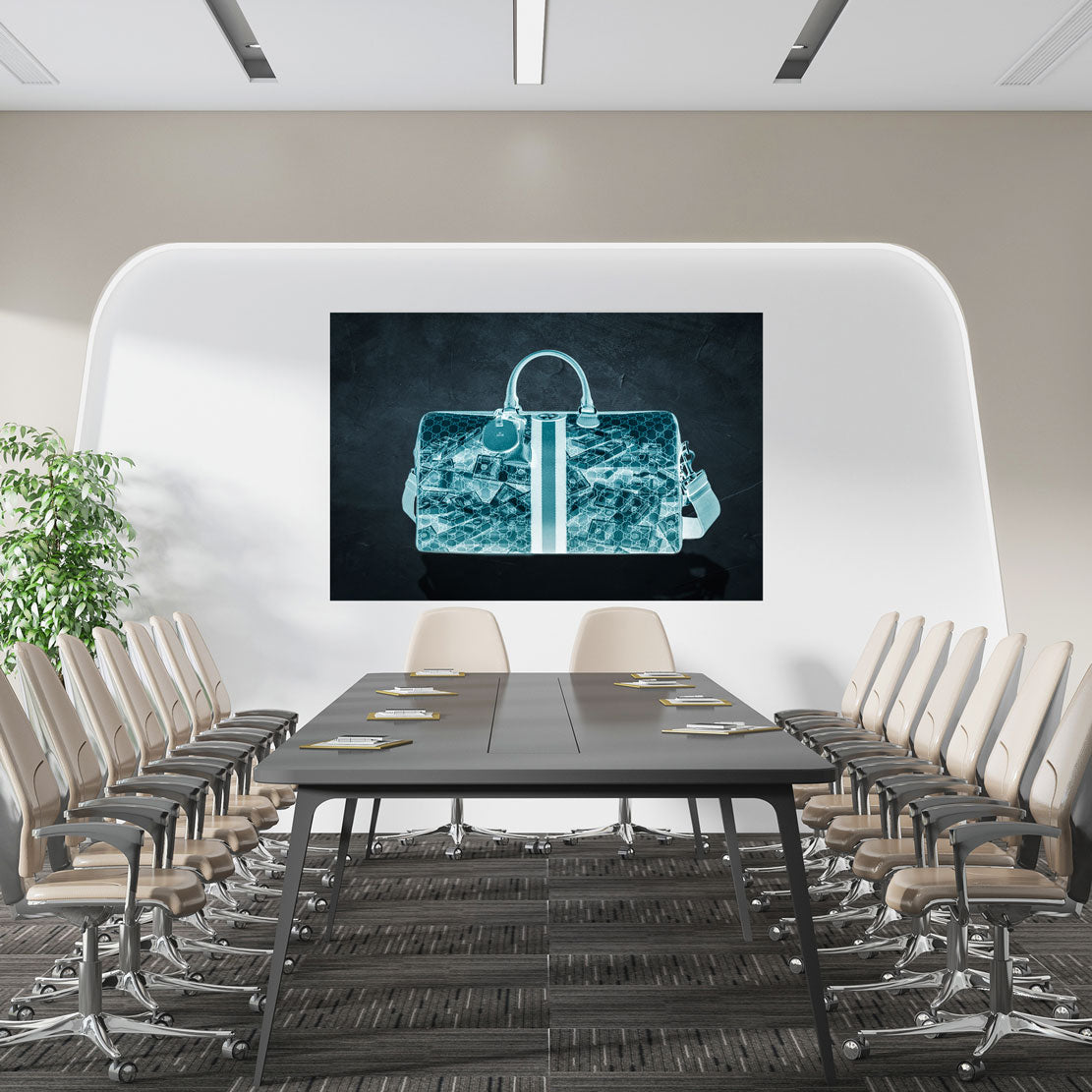 Bilddruck auf Leinwand Geldbeutel, Beutel mit Geld, Motivation