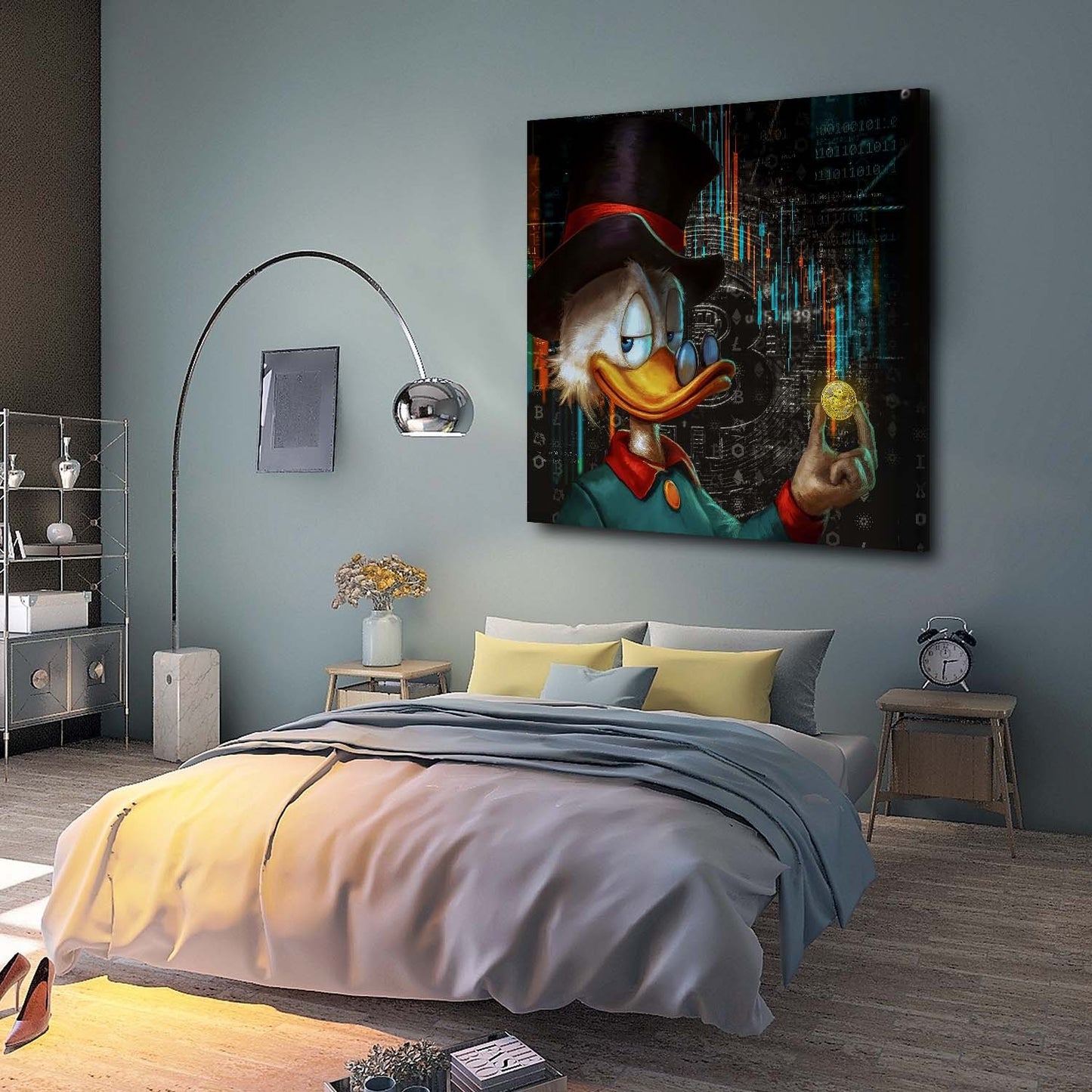 Bilddruck auf Leinwand moderne Kunst Scrooge Pop Art Bitcoin Trading &amp; Stock Exchange Style, Comic Comics