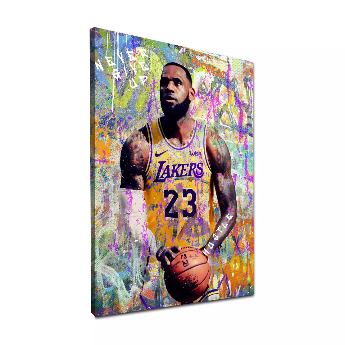 Leinwandbild LeBron James Pop-Art Gib niemals Basketball auf