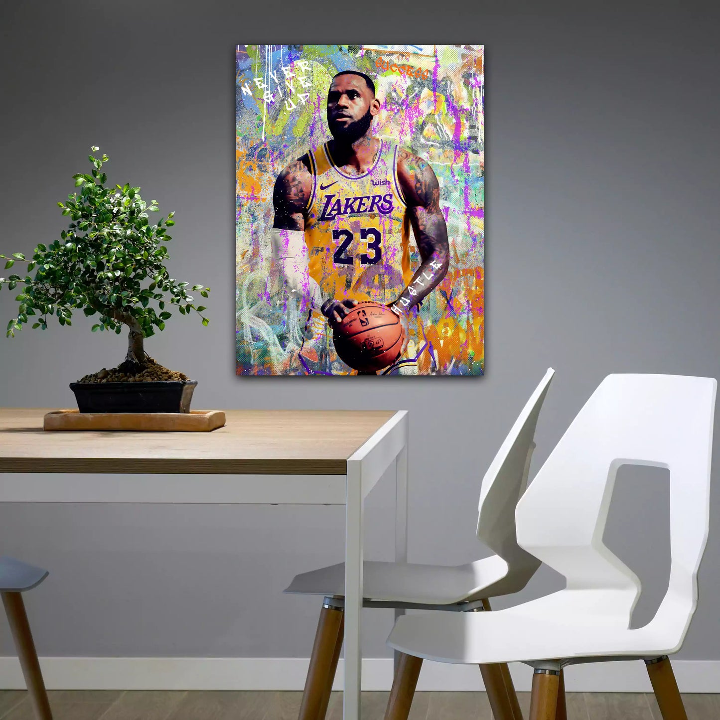 Leinwandbild LeBron James Pop-Art Gib niemals Basketball auf