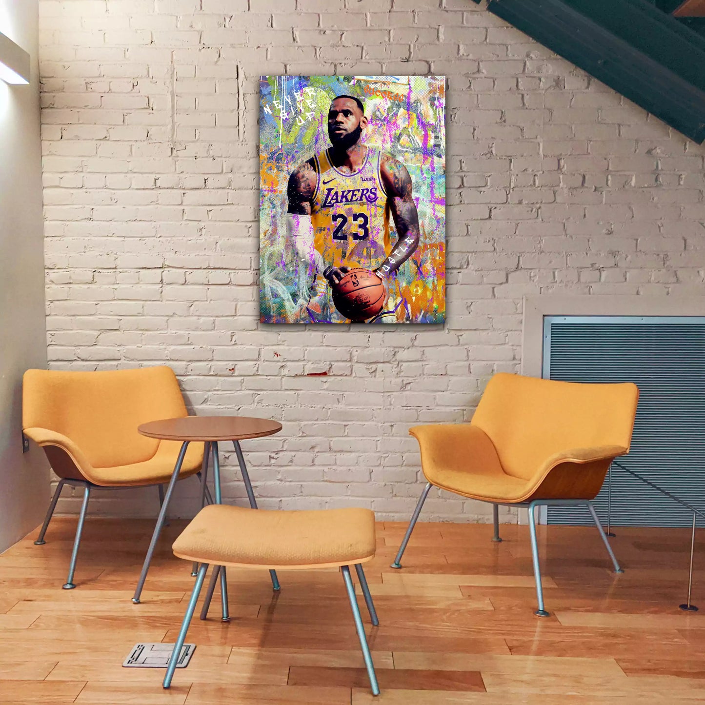 Leinwandbild LeBron James Pop-Art Gib niemals Basketball auf