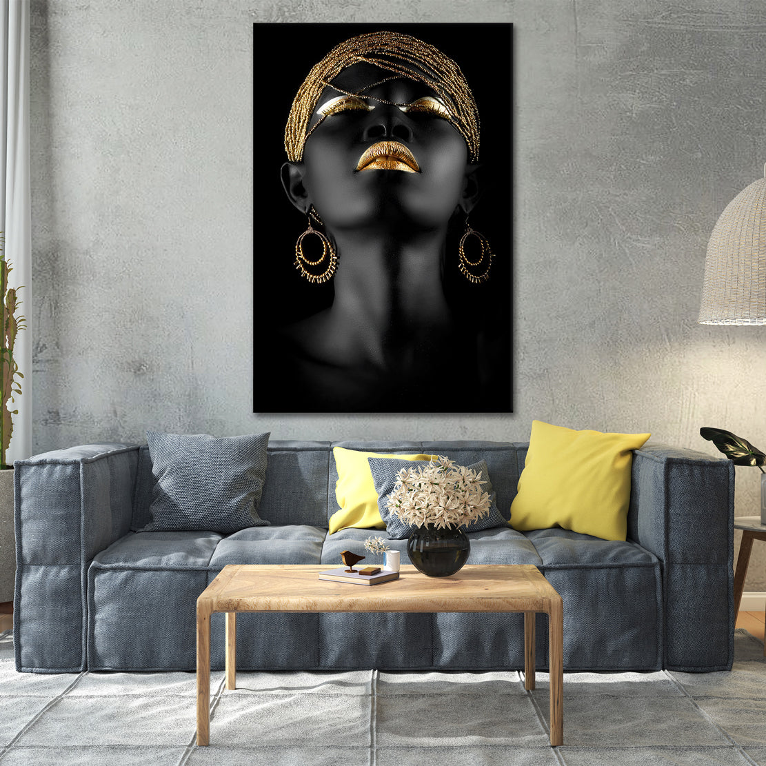 Afrikanische Schwarze Frauen Gold Stil Afrikanische Frau Leinwanddruck Bild