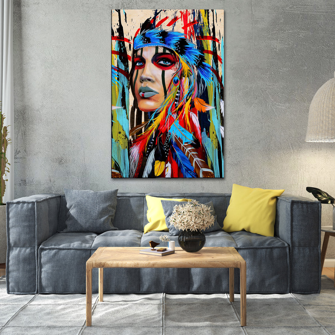 Quadro stampa su tela donna indiana Colour Abstract Style - Artedinoi