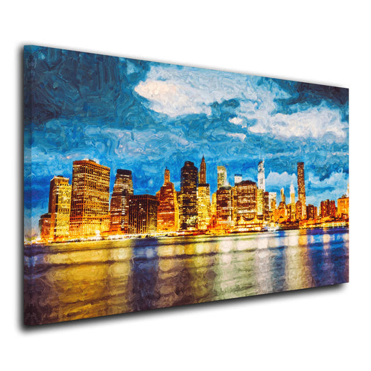 Quadro stampa su tela Manhattan New York Abstract Blue Edition, USA - Artedinoi