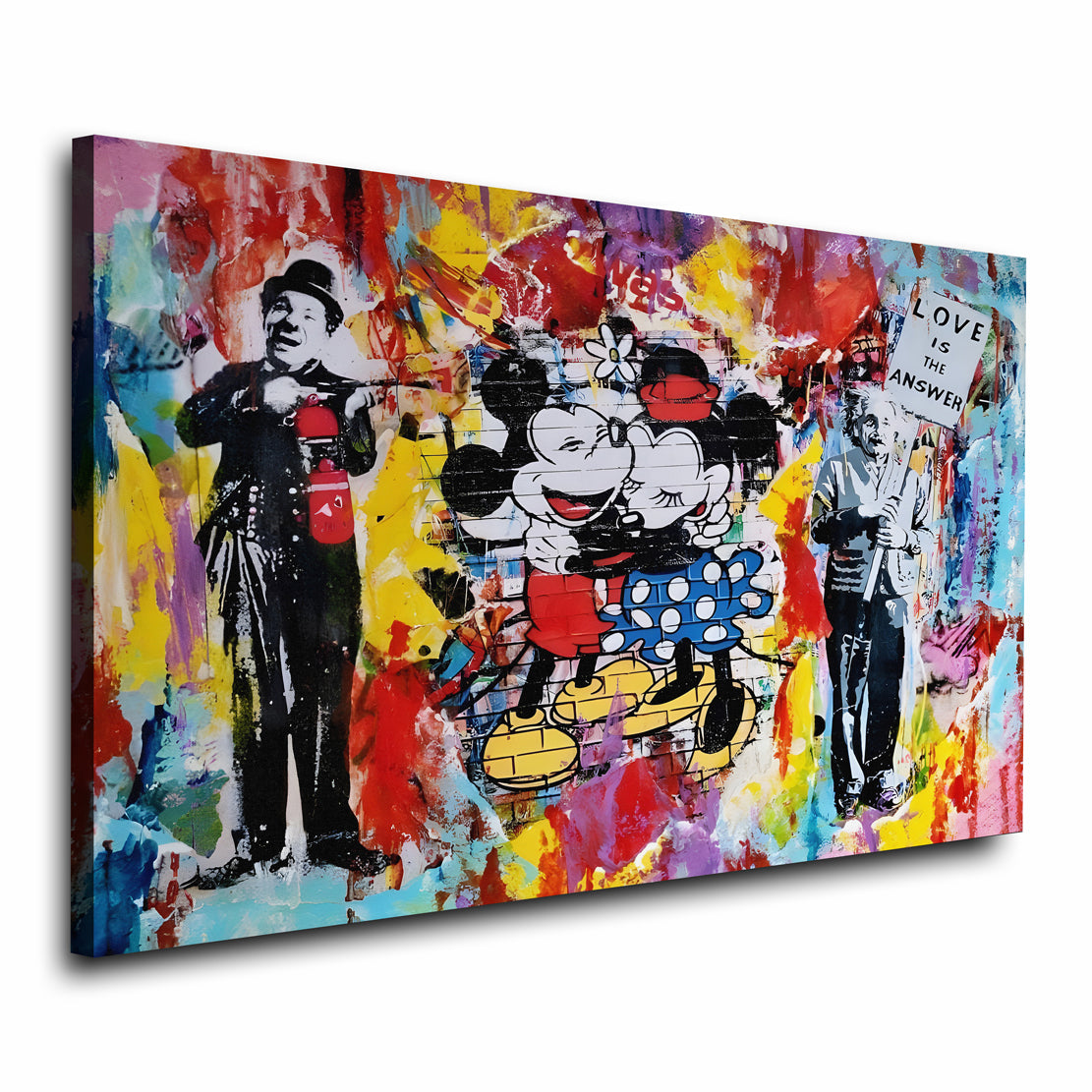 Micky Maus &amp; Micky Maus Pop Art Love Is The Answer Leinwandbild