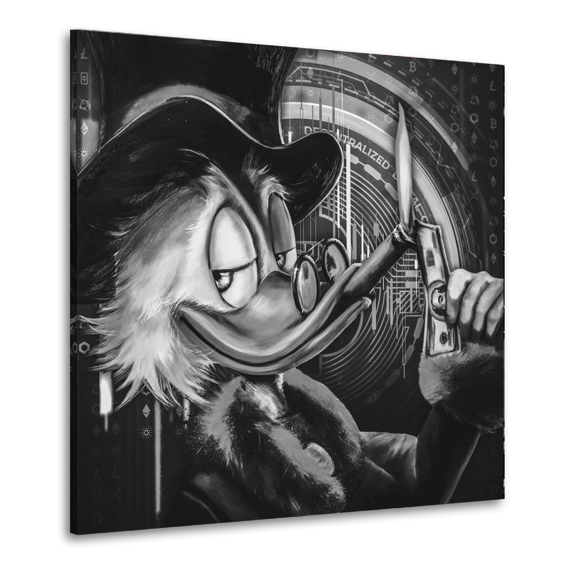 Bilddruck auf Leinwand Uncle Paeprone Pop Art Bitcoin LV Gold Style, Comic Comics